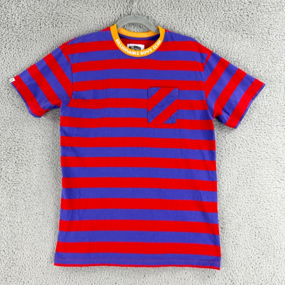Billionaire Boys Club T Shirt Mens M Red Purple Stripe Ringer Pocket Tee BBC